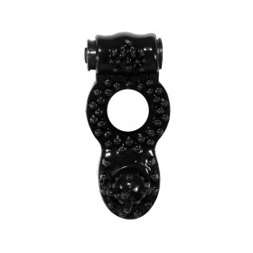 Эрекционное кольцо с клиторальным стимулятором и вибрацией Rings Ringer black - чёрное