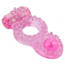 Эрекционное кольцо с клиторальным стимулятором и вибрацией Rings Ringer pink - розовое