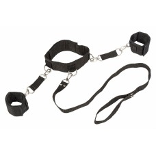 Ошейник с наручниками Bondage Collection Collar and Wristbands  - стандартный размер - чёрный