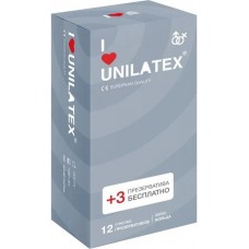 Латексные презервативы с ребристой поверхностью Unilatex Ribbed - 12 шт + 3 шт в подарок