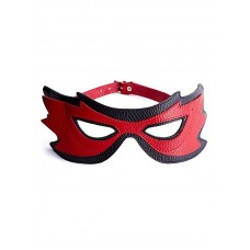 Кожанная маска на глаза с разрезами Sitabella - красно-чёрная
