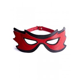 Кожанная маска на глаза с разрезами Sitabella - красно-чёрная