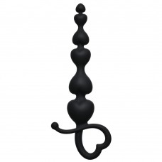 Анальная цепочка из силикона Begginers Beads для начинающих - чёрная - 18 см