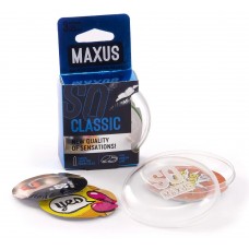Латексные классические презервативы в пластиковом кейсе MAXUS AIR Classic - 3 шт