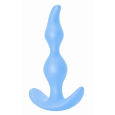 Силиконовая анальная пробка с двумя шариками Bent Anal Plug - голубая - 13 см