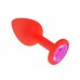 Малая анальная силиконовая пробка Джага Small красная с розовым кристаллом - 7 см