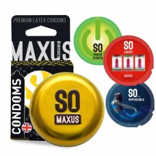 Латексные точечно-ребристые презервативы в железном кейсе MAXUS Special - 3 шт