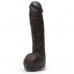 Большой фаллос-реалистик с крепежом для страпона Bam Black Realistic Large Cock с присоской и мошонкой - мулат - 31 см