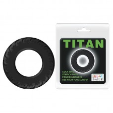 Эрекционное силиконовое кольцо Titan - имитация автомобильной шины - чёрное