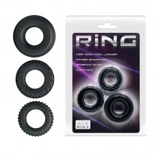 Набор эрекционных колец Ring - 3 кольца разного диаметра - чёрные
