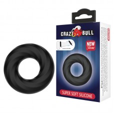 Эластичное эрекционное кольцо из супермягкого силикона Baile Crazy Bull Super Soft - чёрное