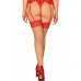 Пикантные чулочки для ношения с поясом Obsessive Blossmina с кружевной красной коронкой - телесные