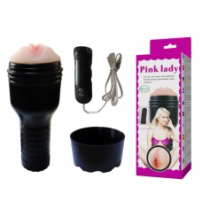 Мастурбатор вагина в тубе с вибрацией и выносным пультом Pink Lady - телесный - 25,5 см
