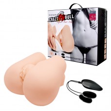 Мастурбатор вагина и анус с вибрацией Crazy Bull Vagina and Anal - телесный