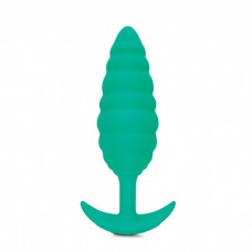 Анальная вибропробка с рельефными полосами b-Vibe Twist Large - зеленая - 16 см