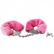 Металлические наручники Gopaldas c розовым мехом