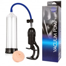 Мужская вакуумная помпа для тренировок пениса Vacuum Pump с насадкой-вагиной - прозрачная - 24,5 см