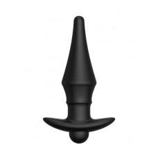 Анальная пробка с вибрацией и перезаряжаемой вибропулей BLKDESIRE №08 Cone-shaped butt plug - чёрная - 13,5 см