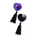 Пэстисы Erolanta Lingerie Collection в форме сердец с кисточками - фиолетово-чёрные