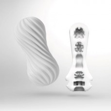 Мастурбатор с гибким спирально-ребристым корпусом Tenga FLEX Silky White с возможностью скручивания - белый - 17,6 см