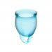 Набор менструальных чаш с петелькой Satisfyer Confident Secure Menstrual Cup - голубой - 2 шт