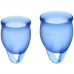 Набор менструальных чаш с петелькой Satisfyer Confident Secure Menstrual Cup - тёмно-синий - 2 шт