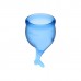 Набор менструальных чаш с хвостиком Satisfyer Feel Secure Menstrual Cup - тёмно-синий - 2 шт