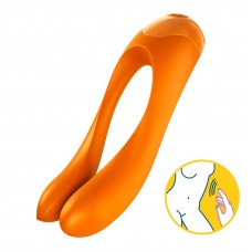 Универсальный многофункциональный вибратор на палец Satisfyer Candy Cane - оранжевый