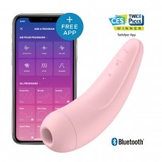 Вакуум-волновой стимулятор с вибрацией Satisfyer Curvy 2+ и управлением со смартфона - розовый