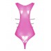 Кокетливое боди Obsessive Lollypopy из материала имитирующего кожу - розовое