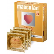 Презервативы латексные Masculan Ultra 5 - Gold с золотым напылением и ароматом ванили - 3 шт