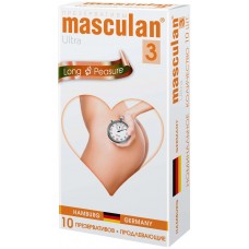 Презервативы латексные Masculan Ultra 3 - Long Pleasure (с анестетиком для продления ощущений, с колечками и пупырышками) - 10 шт