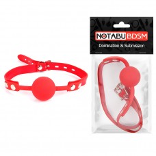 Силиконовый кляп-шарик NoTabu на регулируемом ремешке - красный