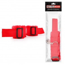 Мягкие оковы-наручники с меховой подкладкой NoTabu - красные