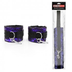 Мягкие наручники-оковы с карабинами NoTabu - фиолетово-чёрные