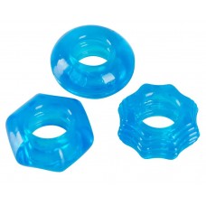 Набор из 3 эрекционных супертянущихся колец Stretchy Cock Ring - синие