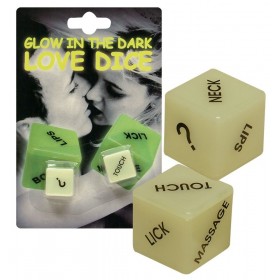 Кубики неоновые для любовных игр Glow-in-the-dark с надписями на английском - светятся в темноте