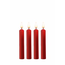 Набор из 4-х малых парафиновых восковых BDSM-свечей Teasing Wax Candles - красные - 12,5 см