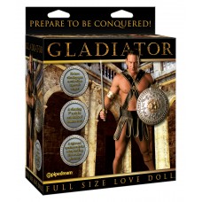 Кукла-мужчина надувная Gladiator с виброфаллосом и виброязыком - телесная