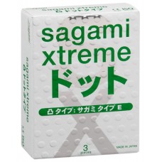 Ультратонкие латексные презервативы с точками Sagami Xtreme Type-E Dotted 0,02 мм - 3 шт