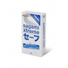 Утолщенные латексные презервативы Sagami Xtreme Ultrasafe 0,09 мм с увеличенным количеством смазки - 10 шт