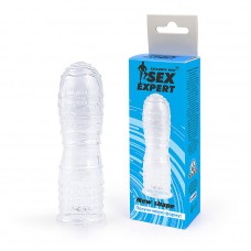 Закрытая насадка на пенис Sex Expert - New Shape с выпуклостями - прозрачная - 13 см