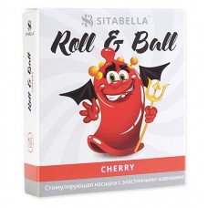 Стимулирующая насадка в виде презерватива c эластичными шариками Sitabella Roll & Ball - Вишня