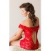Сорочка с цветочным узором кружев и воланом SoftLine Collection Veronica - красная - plus size