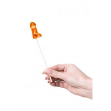 Оранжевый сладкий мини-леденец в виде пениса Sosuчki со вкусом Amaretto - 5 см - 21 гр