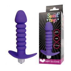 Анальная вибропробка с рельефной поверхностью Sweet toys - фиолетовая - 12 см