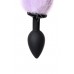 Анальная силиконовая пробка с бело-фиолетовым хвостом POPO Pleasure размера S - чёрная - 4,5 см