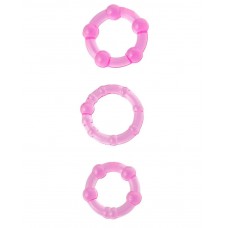 Набор из 3 стимулирующих эрекционных колец ToyFa с разным рельефом  - розовые