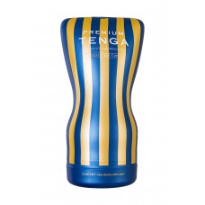 Мастурбатор Tenga Premium Soft Case Cup в легко сгибаемом корпусе с уникальным внутренним рельефом - синий - 15,5 см