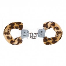 Наручники металлические Love Cuffs Plush с леопардовым мехом